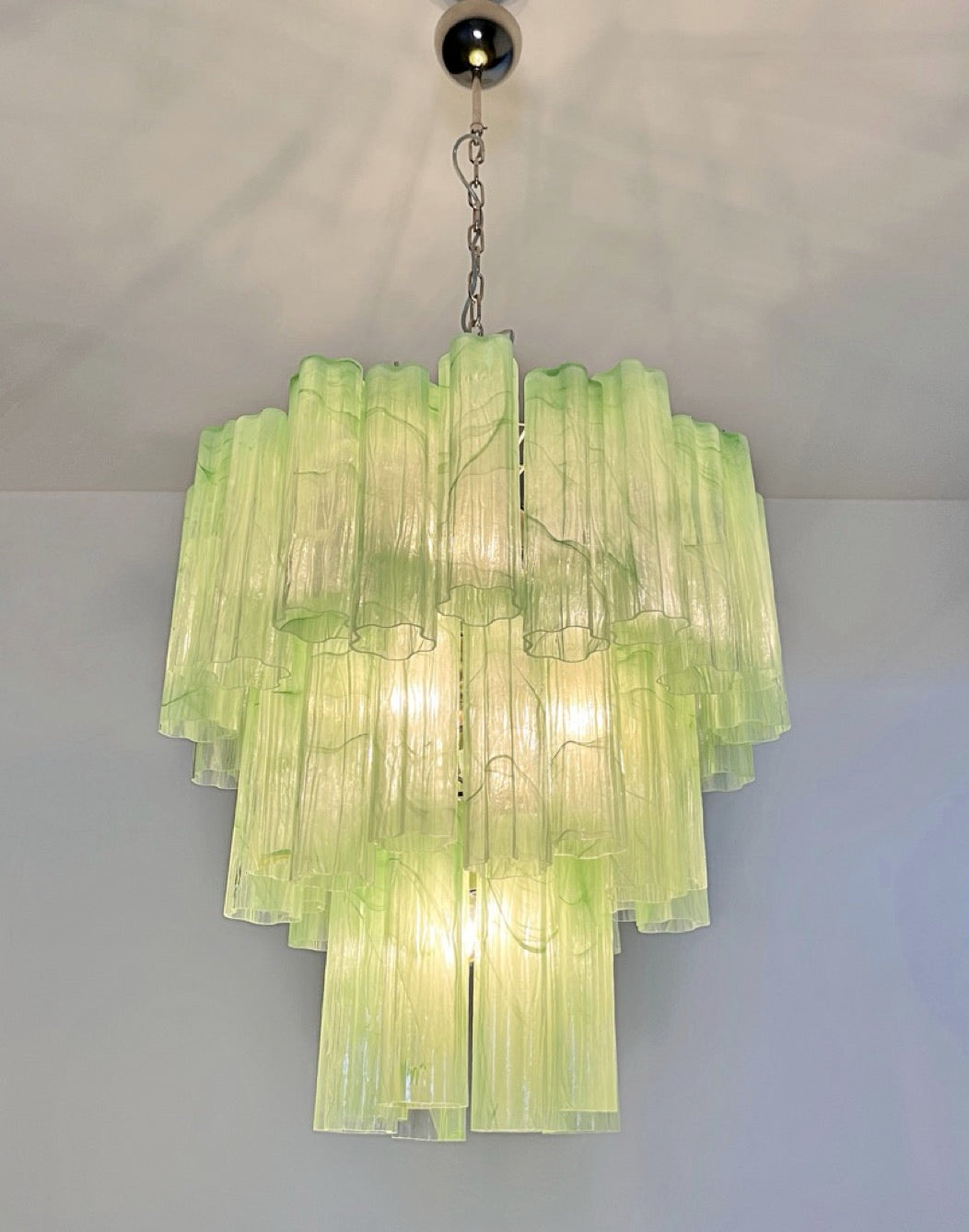 Murano Lysekrone | 48 Grønne Alabaster Rørglass