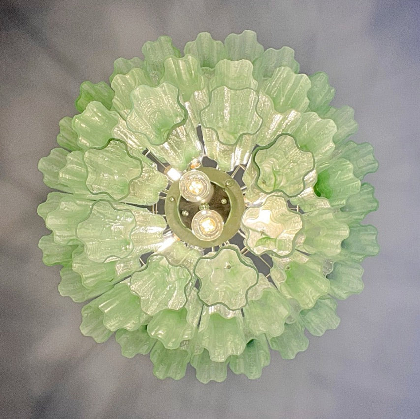 Murano Lysekrone | 48 Grønne Alabaster Rørglass