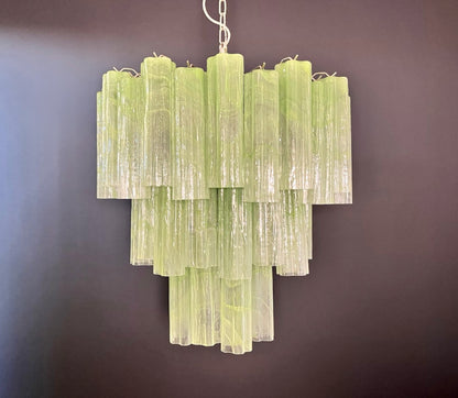 Murano Lysekrone | 48 Grønne Alabaster Rørglass