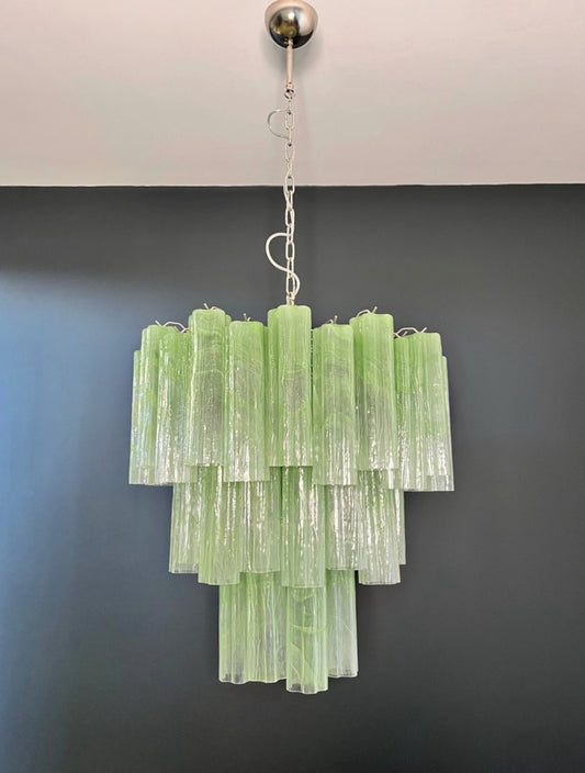 Murano Lysekrone | 48 Grønne Alabaster Rørglass