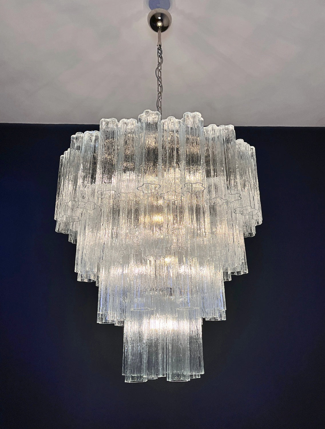 Murano Kroonluchter – 80 Heldere Buisglazen – detail 6 – Murano Classics