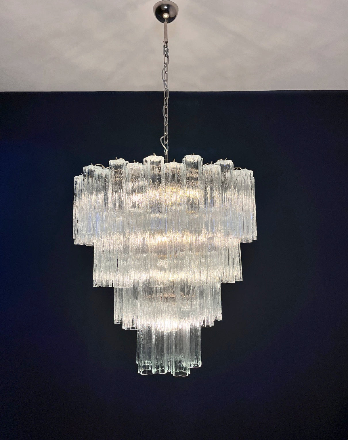 Murano Kroonluchter – 80 Heldere Buisglazen – detail 7 – Murano Classics