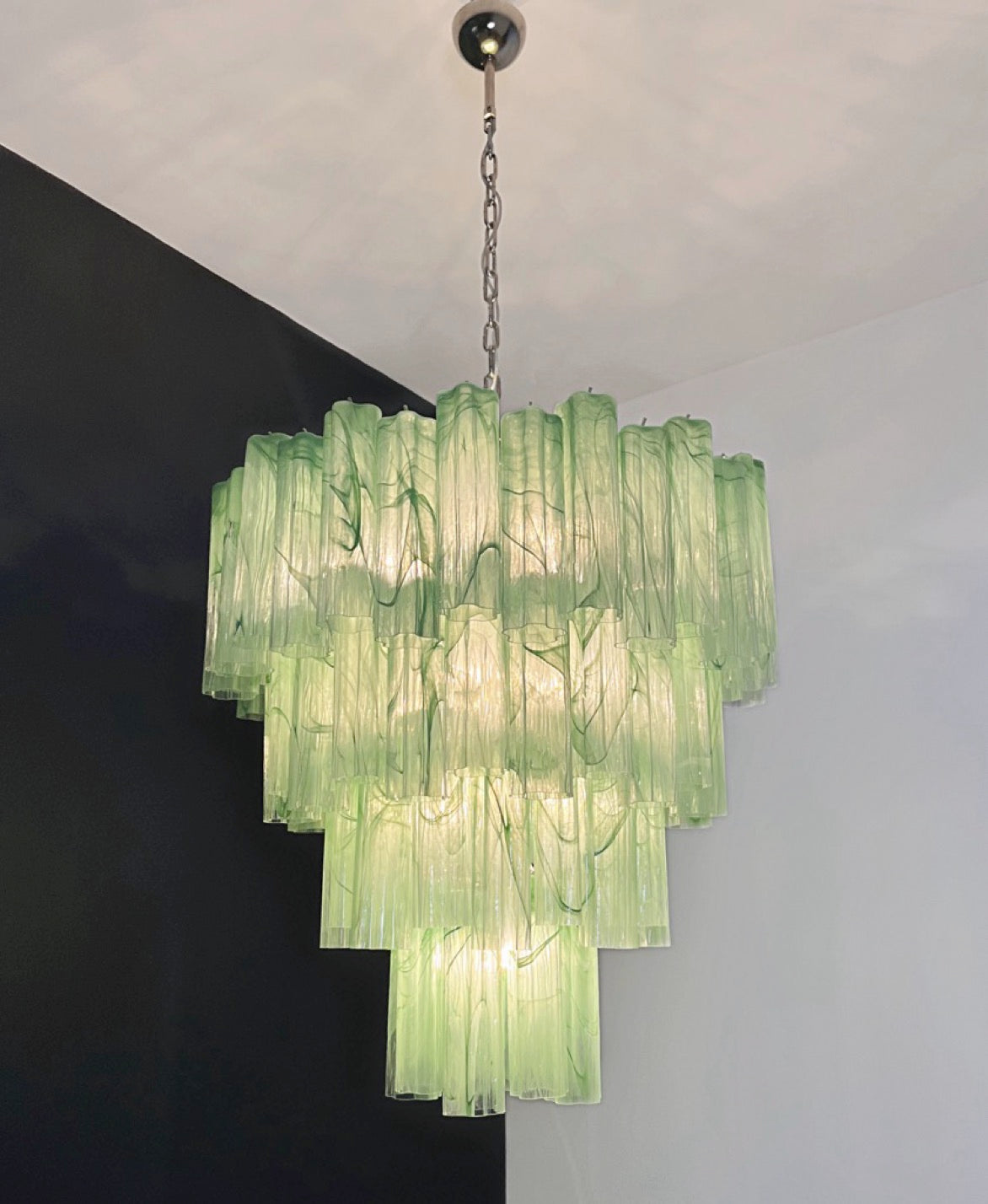 Murano Lysekrone | 80 Grønne Alabaster Rørglass