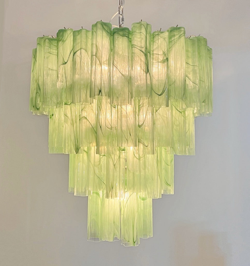 Murano Lysekrone | 80 Grønne Alabaster Rørglass