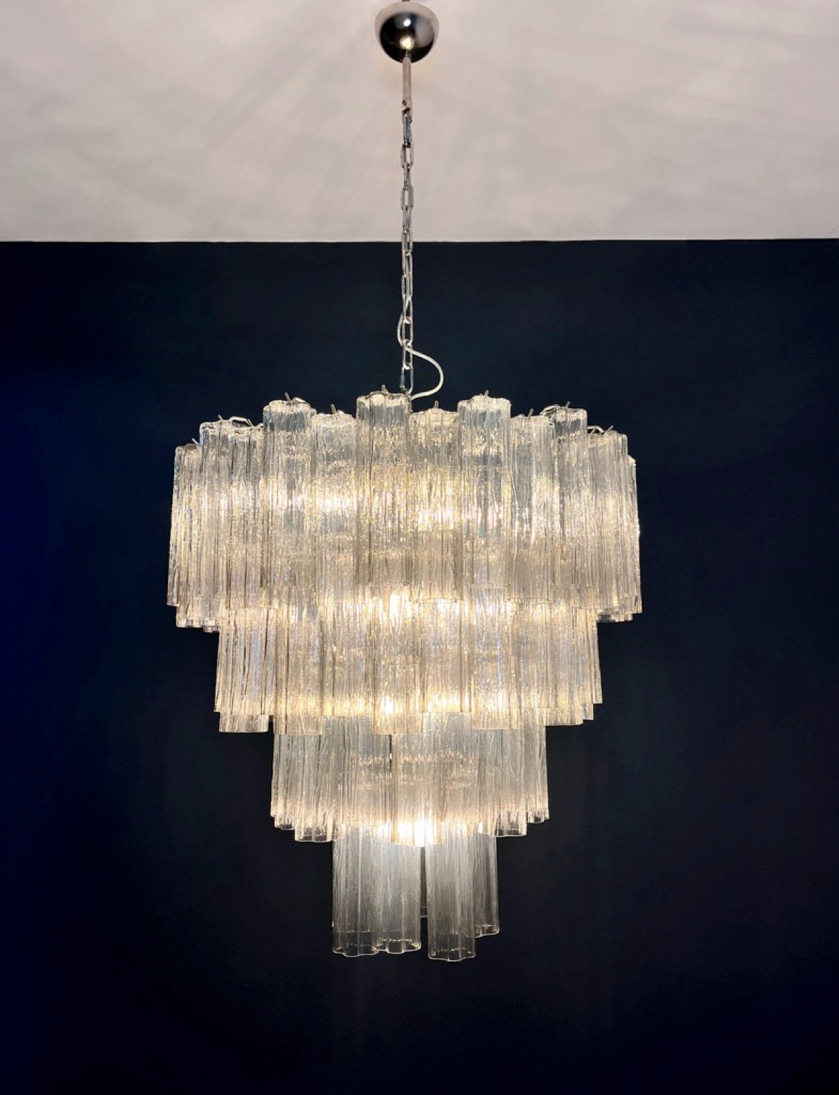 Murano Chandelier – 80 Smoked Tube Glass – detail 6 – Murano Classics