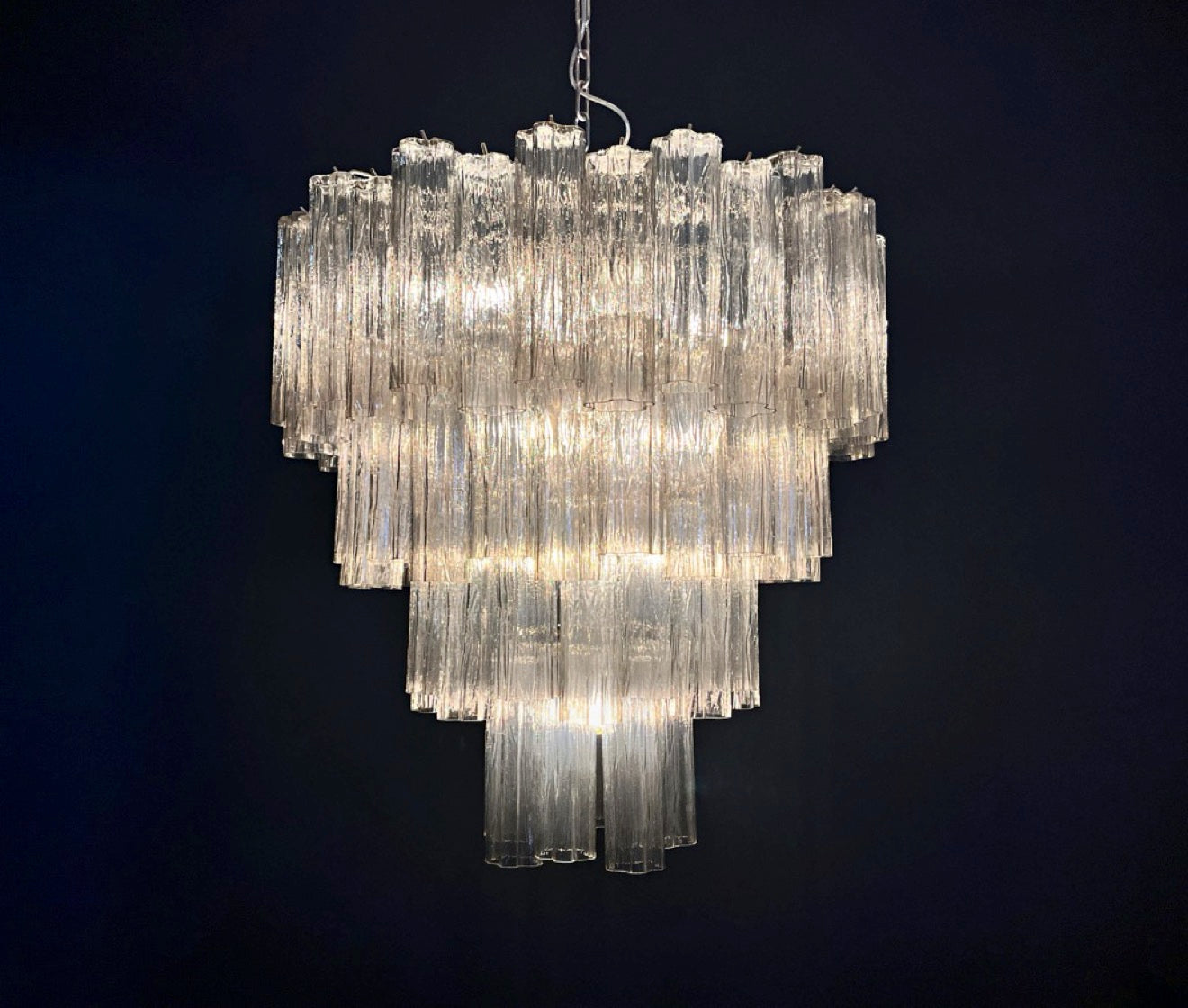 Murano Lysekrone | 80 Røykfargede Rørglass