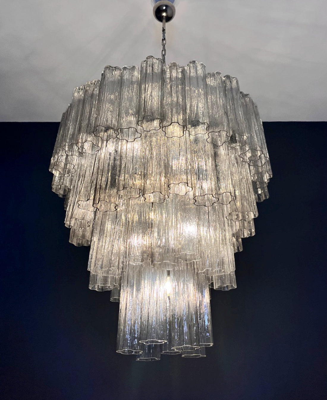 Murano Lysekrone | 80 Røykfargede Rørglass