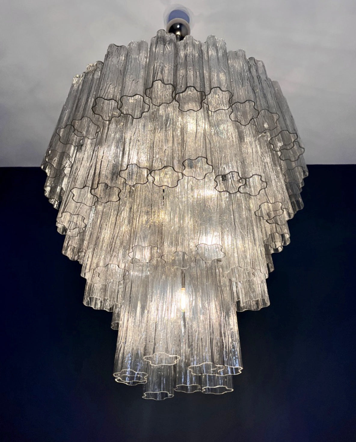 Murano Lysekrone | 80 Røykfargede Rørglass