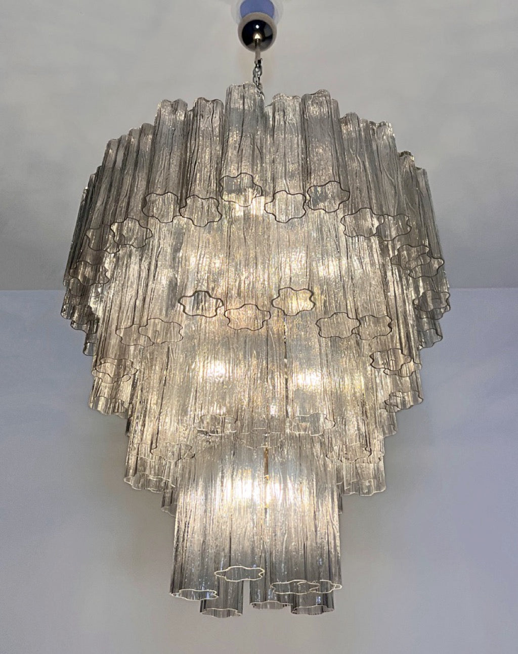 Murano Lysekrone | 80 Røykfargede Rørglass