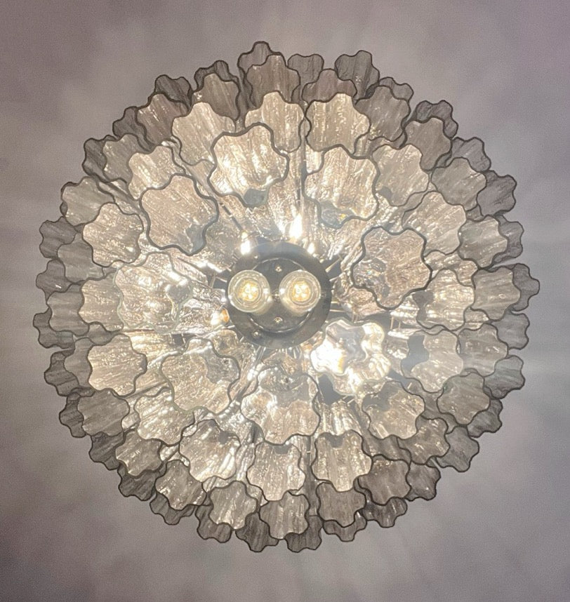 Murano Lysekrone | 80 Røykfargede Rørglass