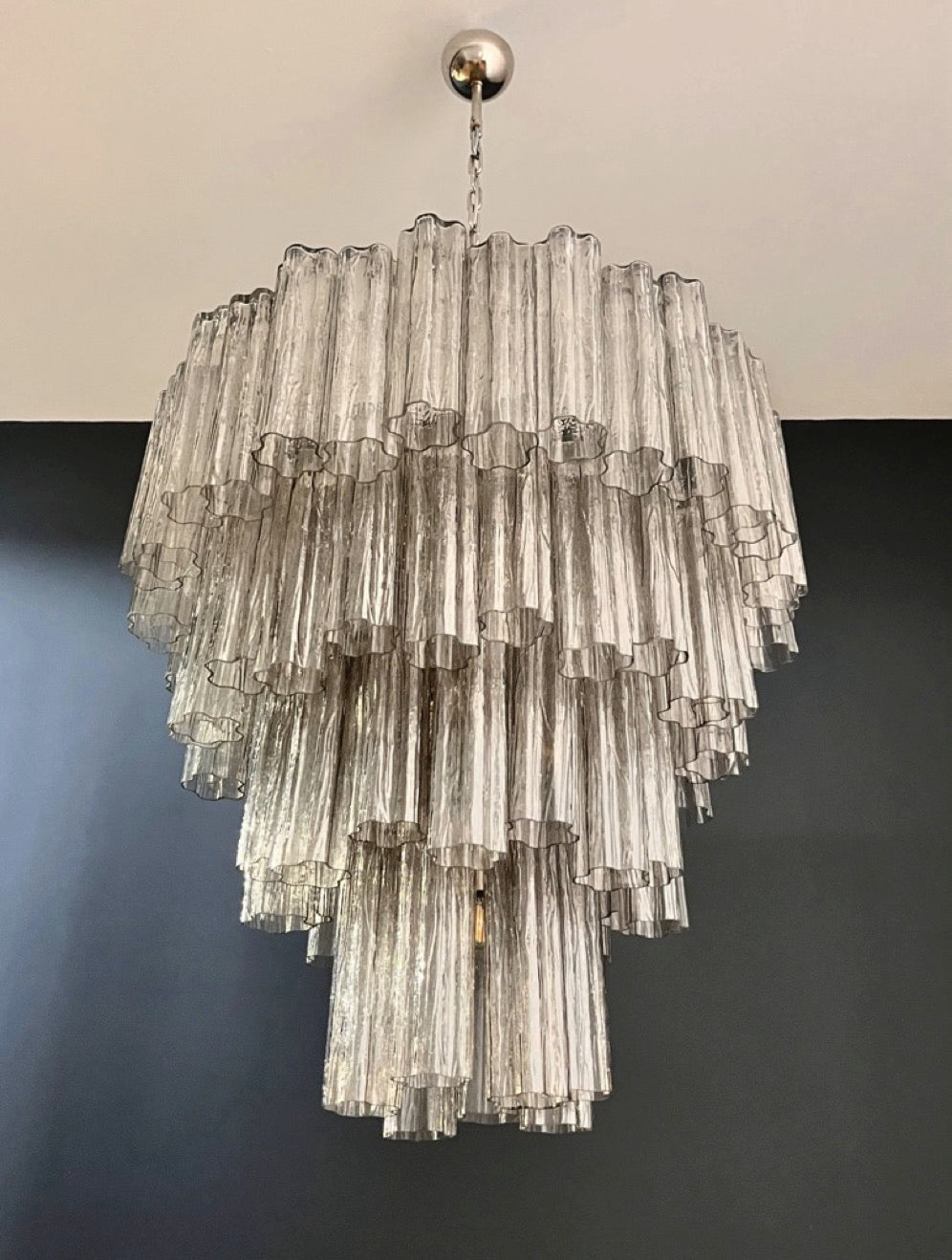 Murano Lysekrone | 80 Røykfargede Rørglass