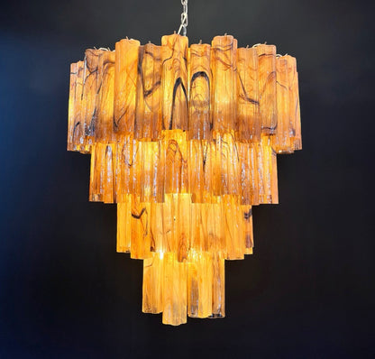 Murano Lysekrone | 80 Gule Alabaster Sorte Rørglass