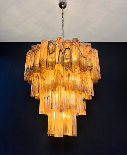 Murano Lysekrone | 80 Gule Alabaster Sorte Rørglass