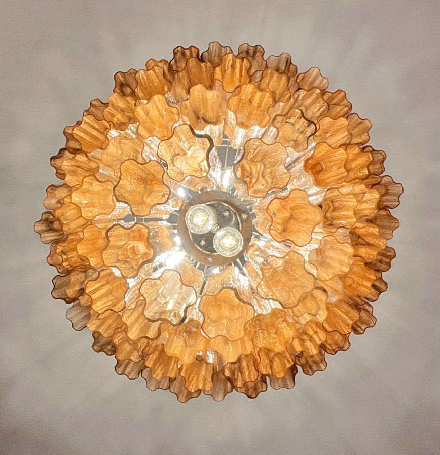 Murano Lysekrone | 80 Gule Alabaster Sorte Rørglass