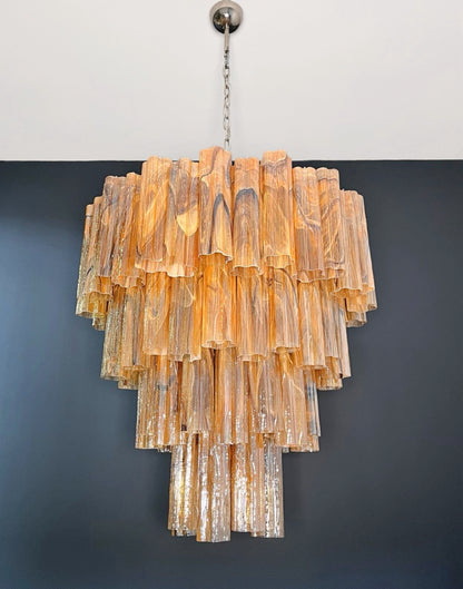 Murano Lysekrone | 80 Gule Alabaster Sorte Rørglass