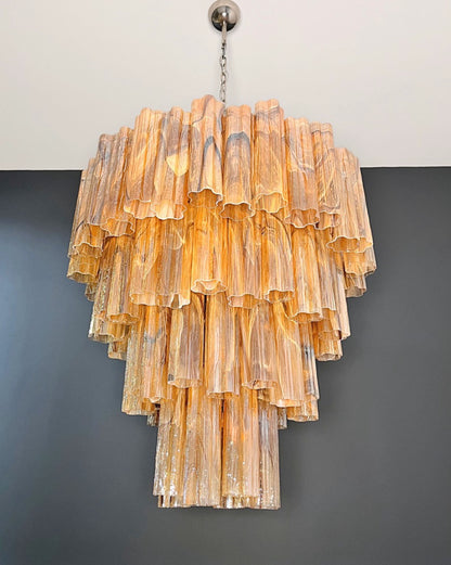 Murano Lysekrone | 80 Gule Alabaster Sorte Rørglass