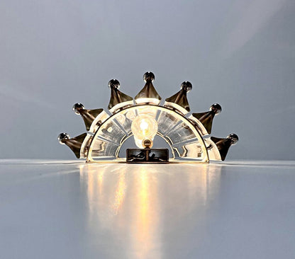 Murano Vegglampe | 7 Klare Røykfargede Prismeglass | 1 par