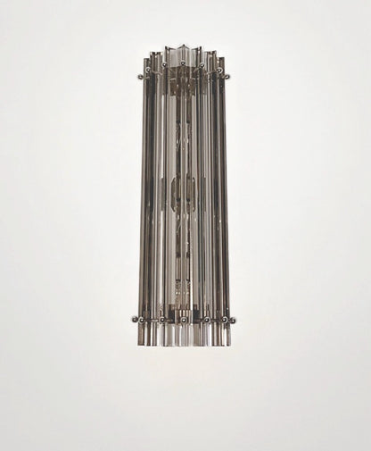 Murano Vegglampe | 7 Klare Røykfargede Prismeglass | 1 par