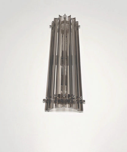 Murano Vegglampe | 7 Klare Røykfargede Prismeglass | 1 par