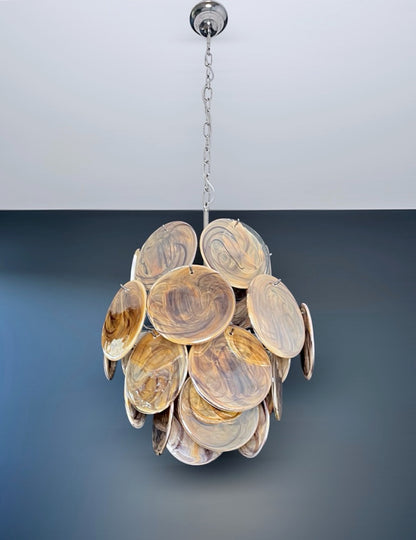 Murano Lysekrone | 24 Sort Alabaster Diskglass