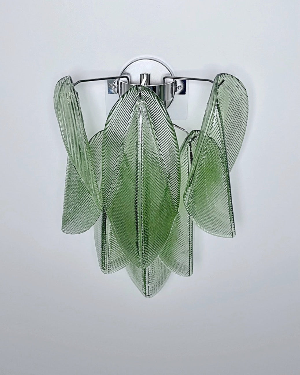 Pair of Vintage Italian Murano wall lights – 12 “rondini” green glass