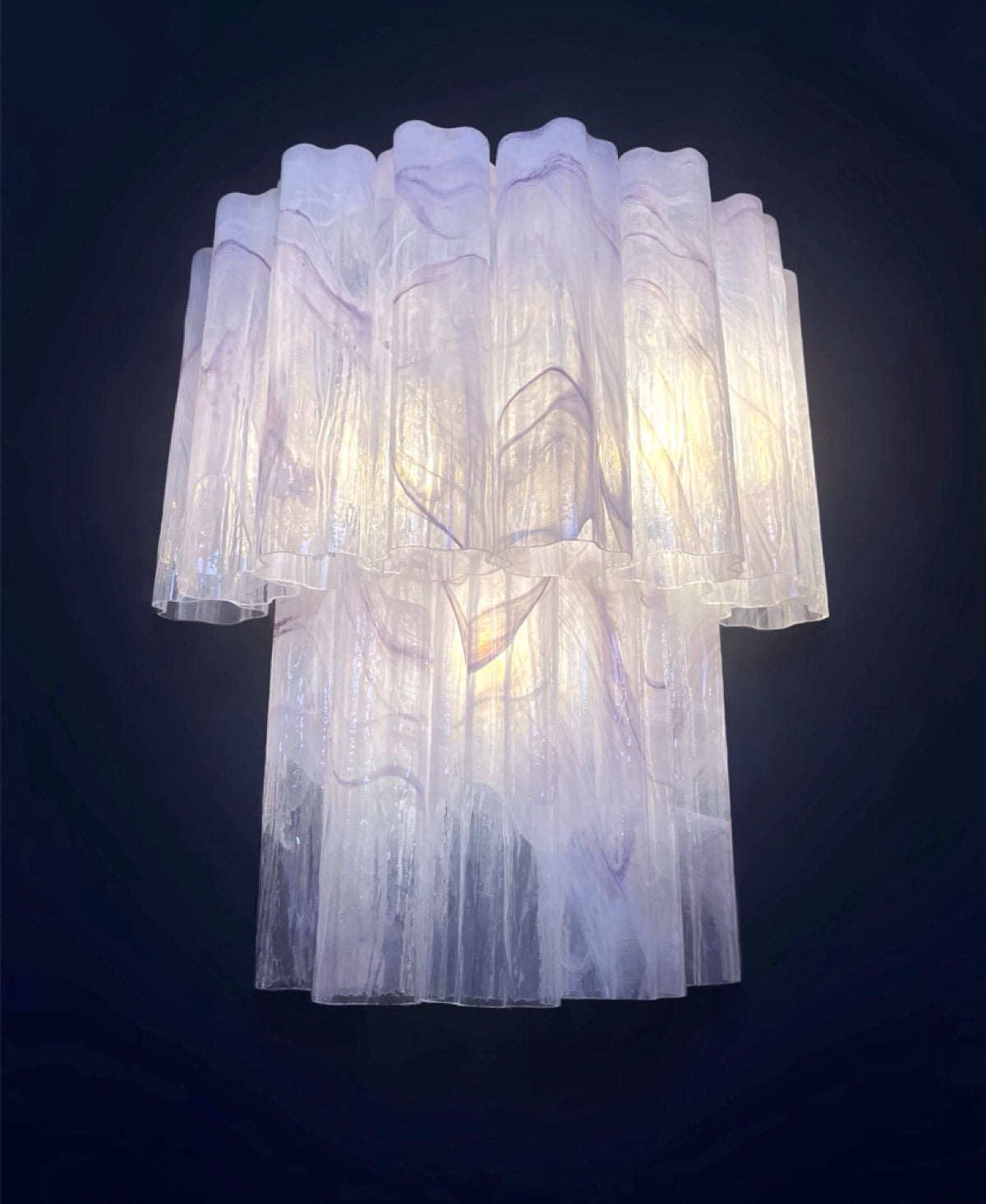 Fantastic pair of Murano Glass Tube wall sconces – 13 lilla alabaster glass tube