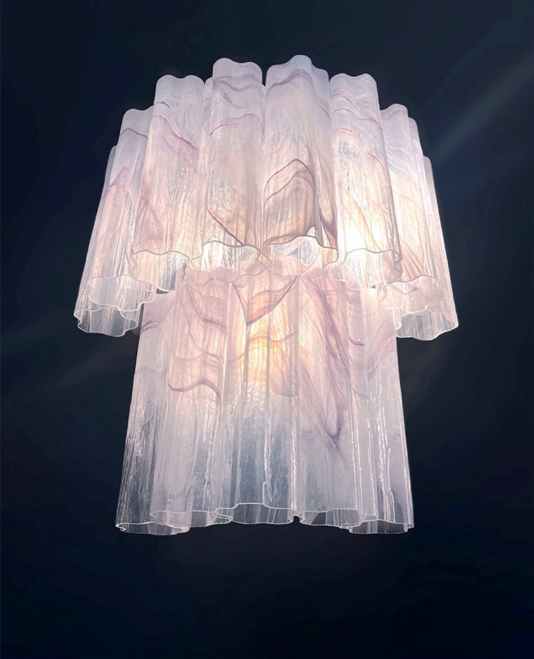 Fantastic pair of Murano Glass Tube wall sconces – 13 lilla alabaster glass tube
