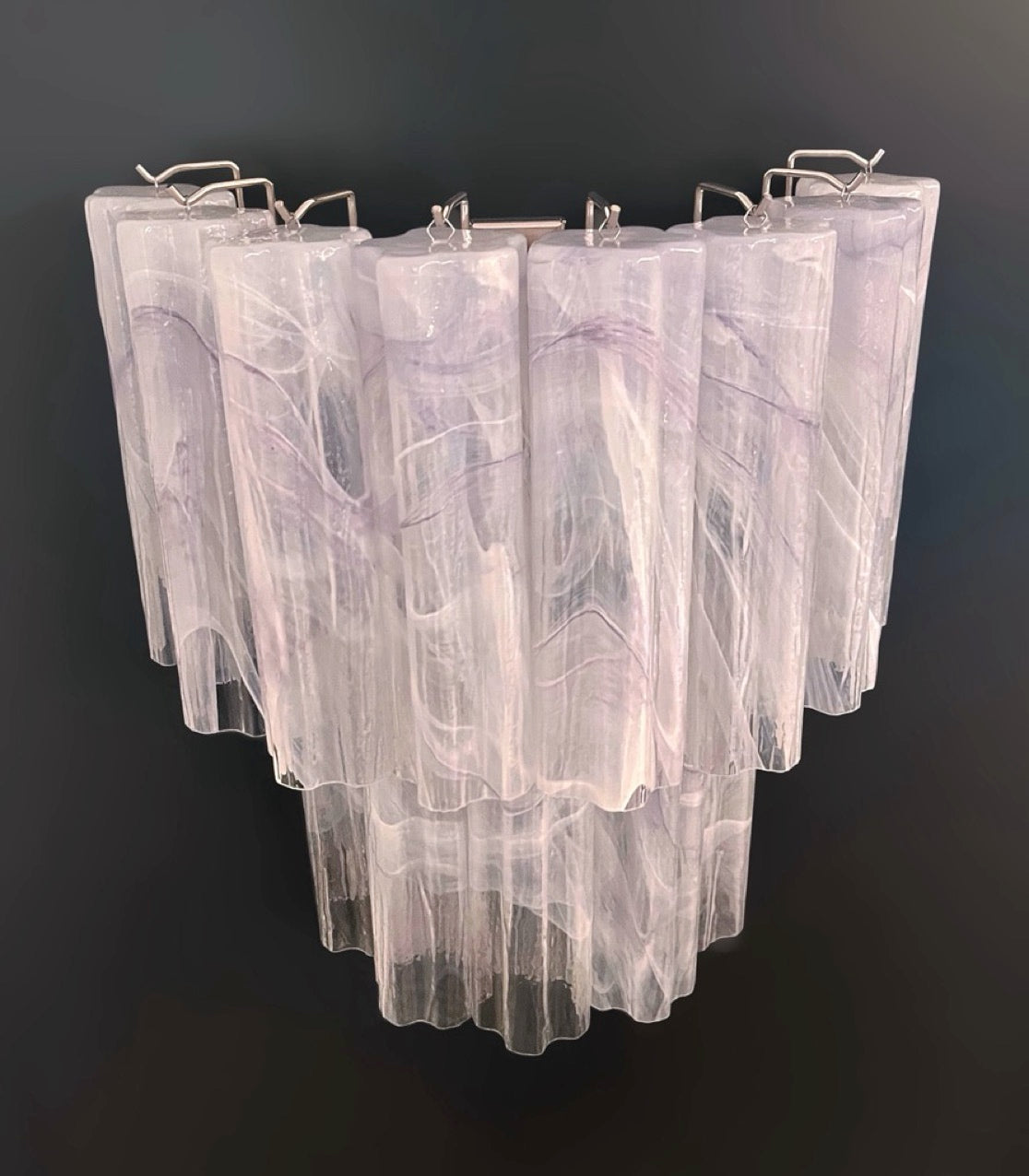 Fantastic pair of Murano Glass Tube wall sconces – 13 lilla alabaster glass tube