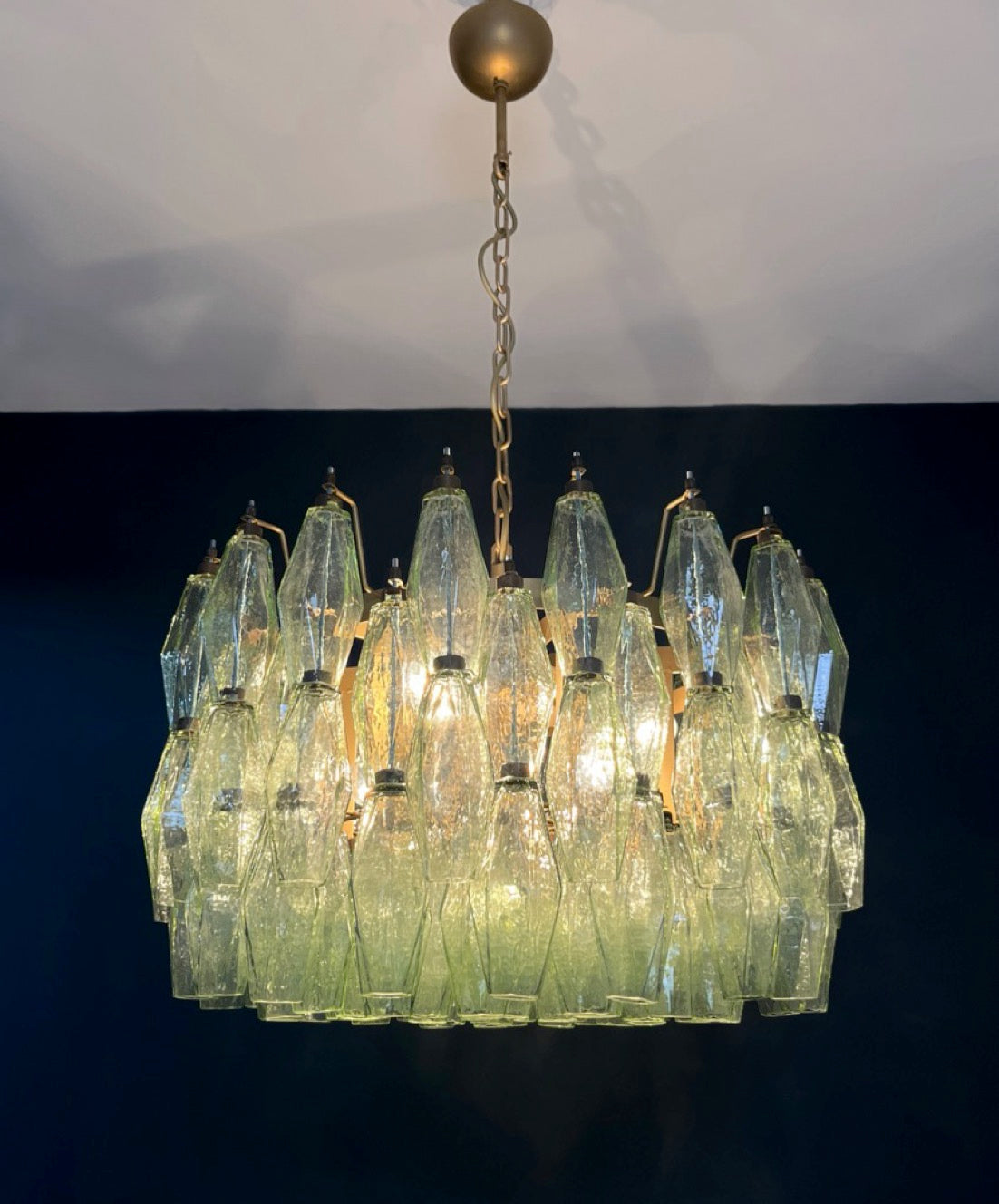 Amazing Murano glass Candelier – 107  green poliedri