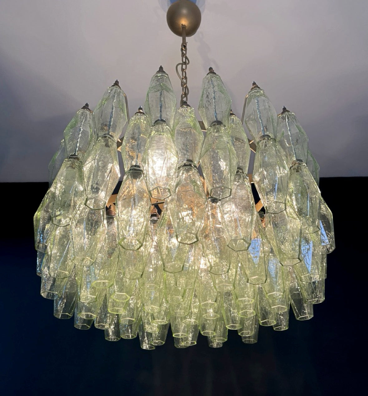 Amazing Murano glass Candelier – 107  green poliedri