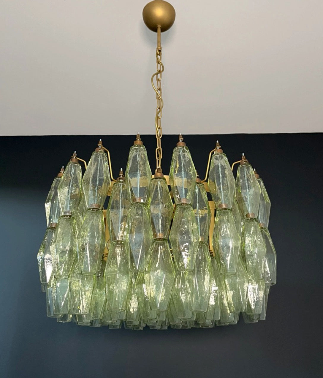 Amazing Murano glass Candelier – 107  green poliedri