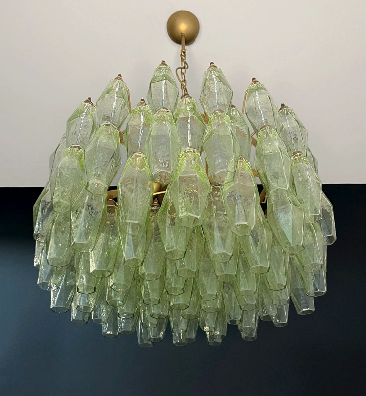 Amazing Murano glass Candelier – 107  green poliedri