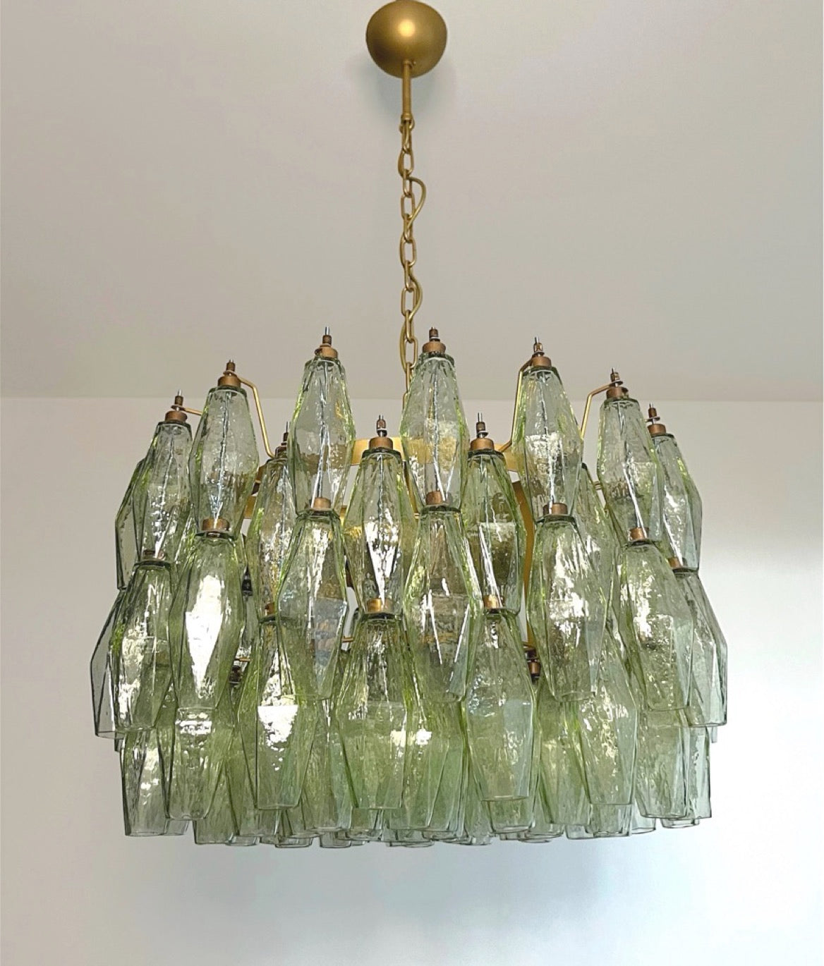 Amazing Murano glass Candelier – 107  green poliedri
