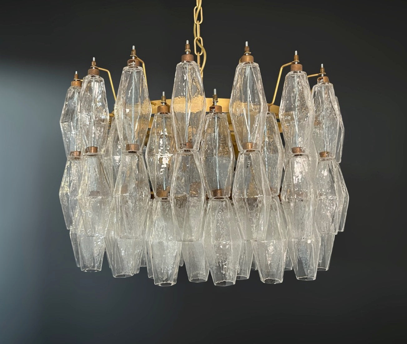 Amazing Murano glass Candelier – 107  clear poliedri
