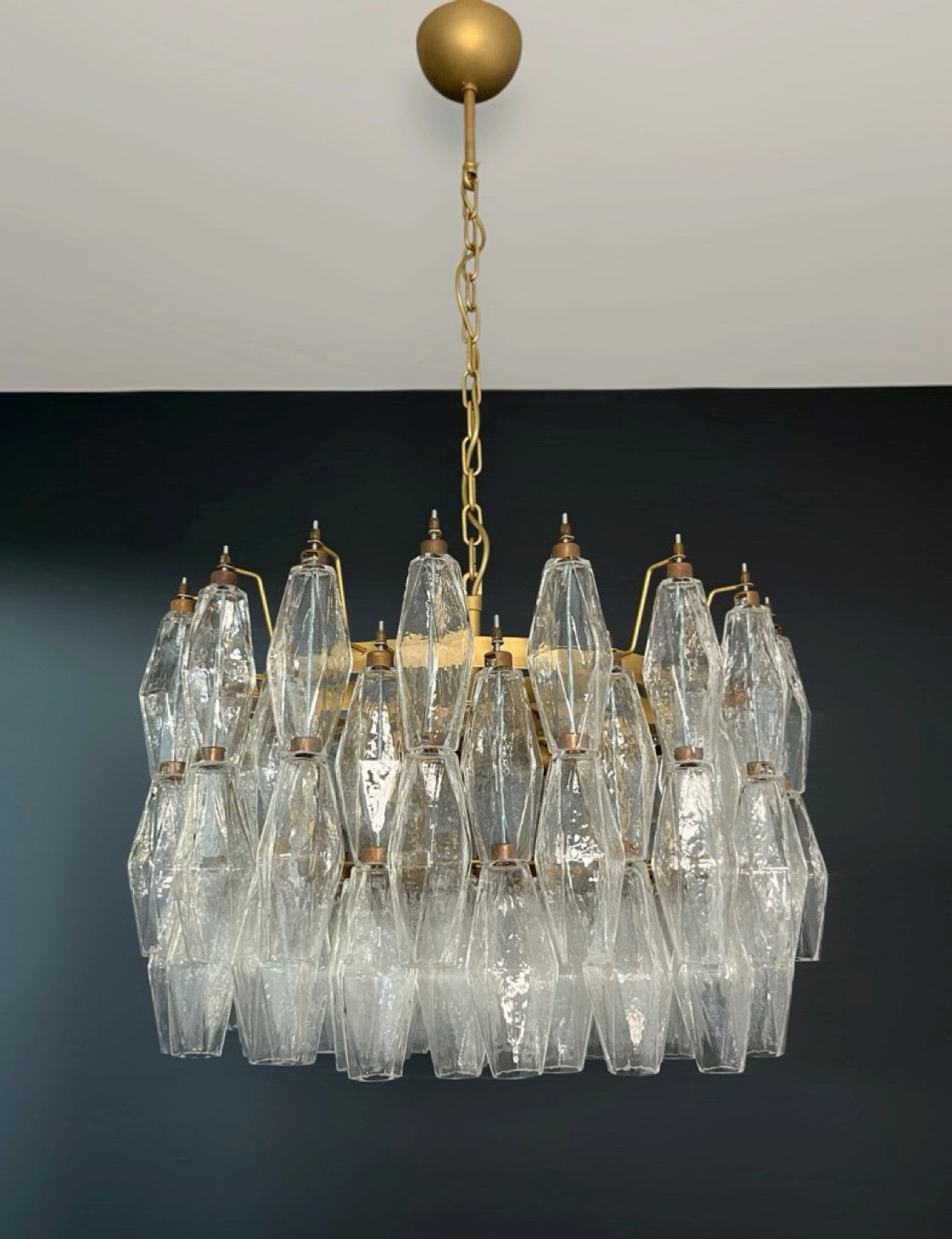 Amazing Murano glass Candelier – 107  clear poliedri