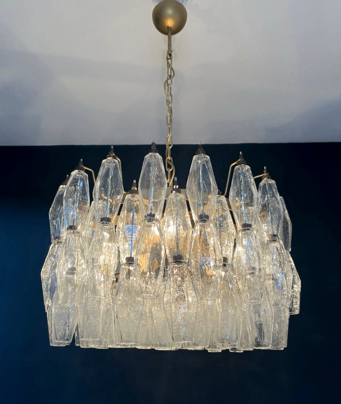 Amazing Murano glass Candelier – 107  clear poliedri