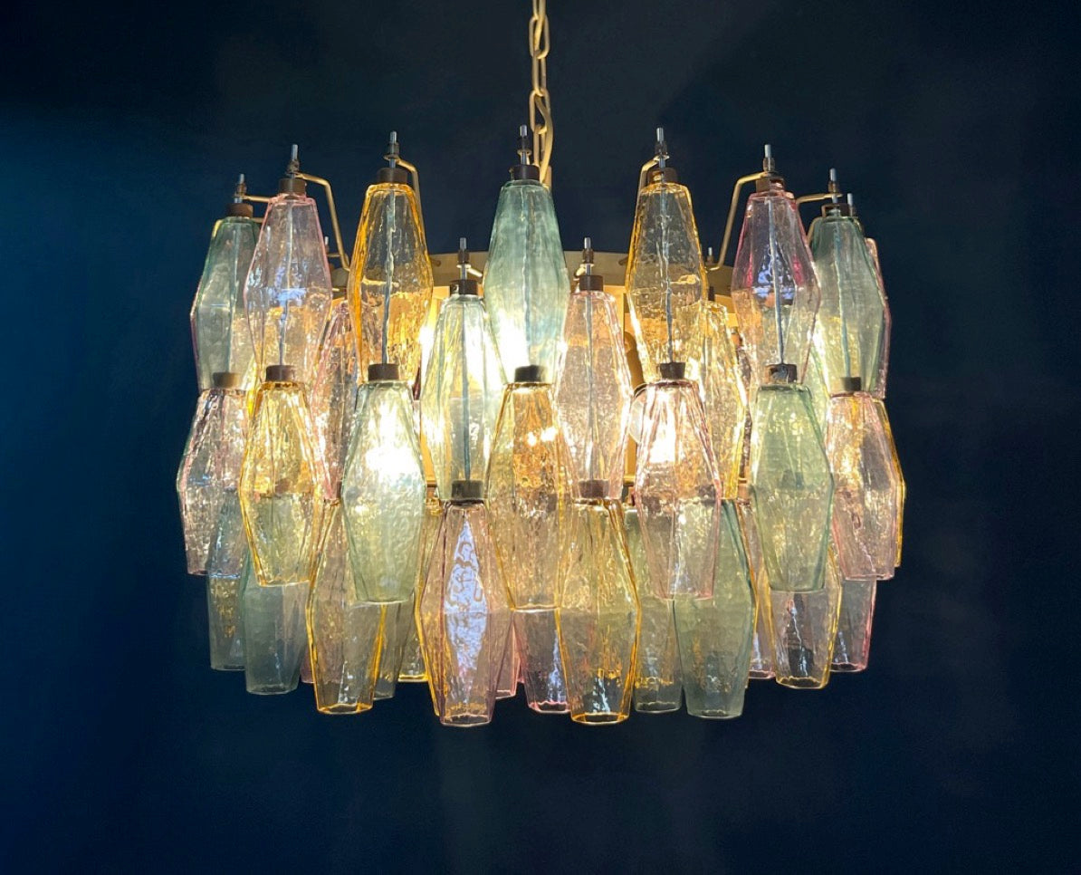 Amazing Murano glass Candelier – 107  multicolored poliedri