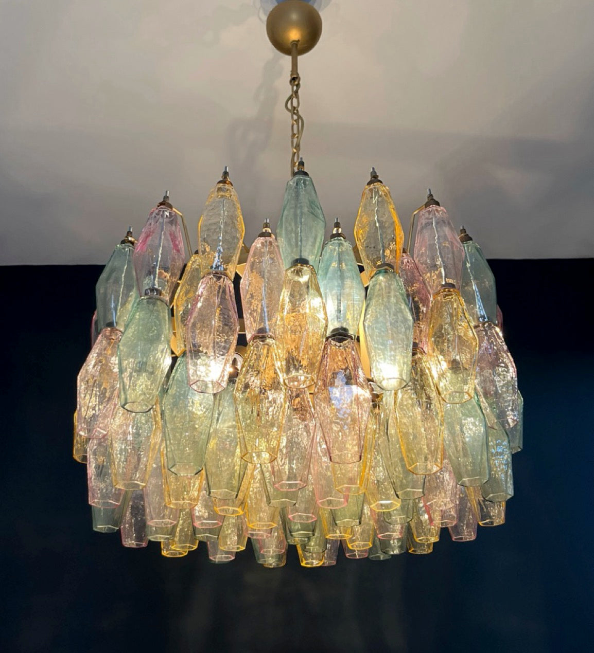 Amazing Murano glass Candelier – 107  multicolored poliedri