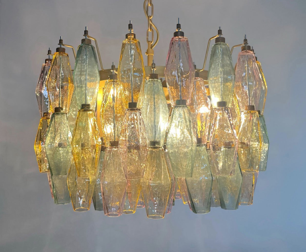 Amazing Murano glass Candelier – 107  multicolored poliedri