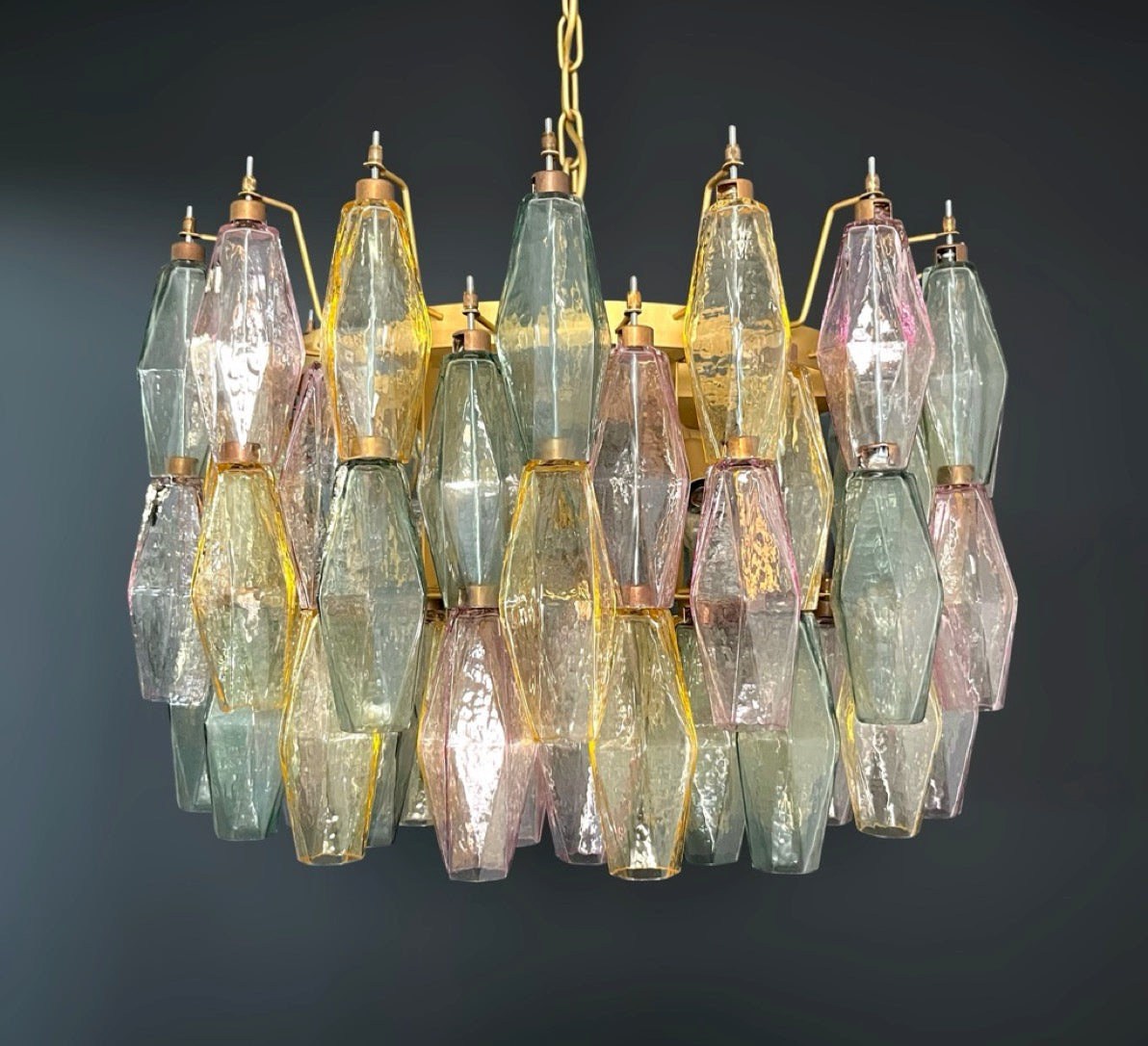 Amazing Murano glass Candelier – 107  multicolored poliedri