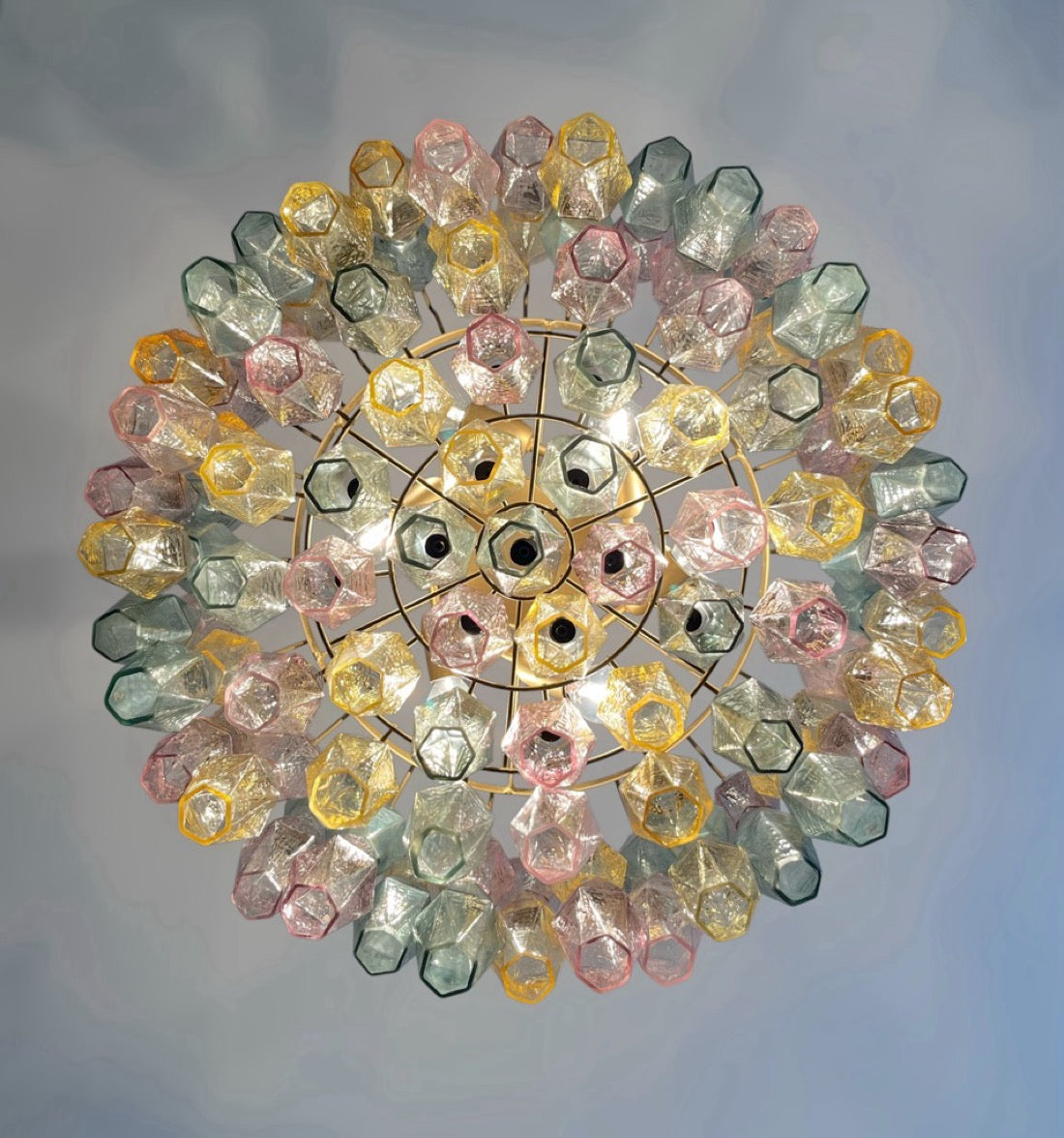 Amazing Murano glass Candelier – 107  multicolored poliedri