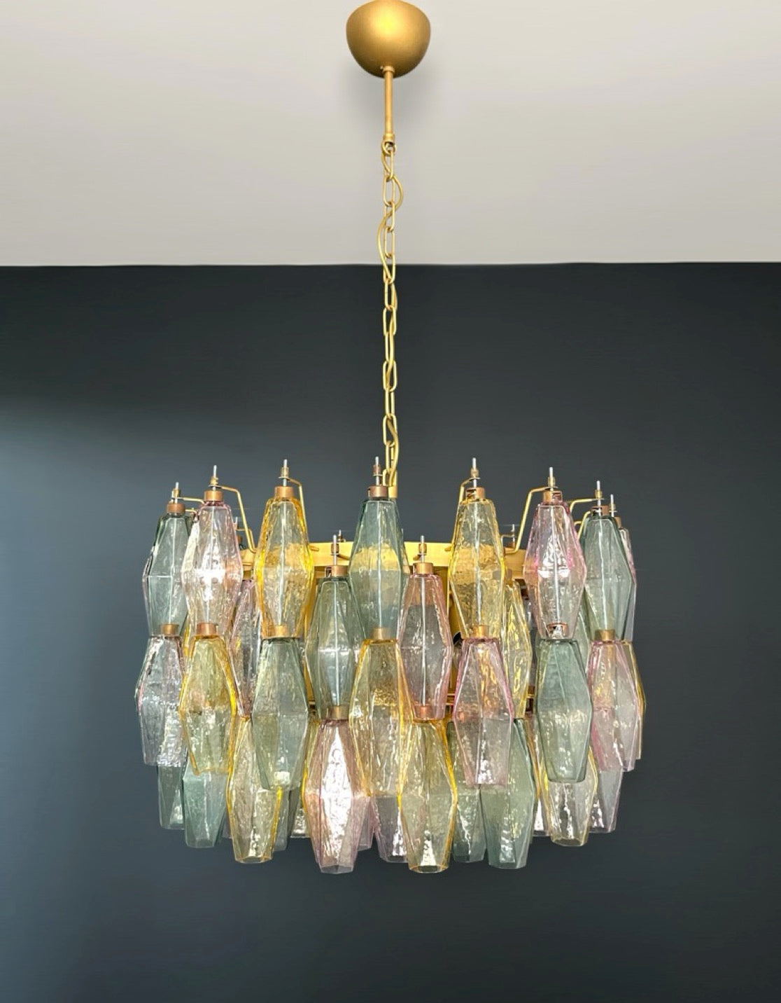 Amazing Murano glass Candelier – 107  multicolored poliedri