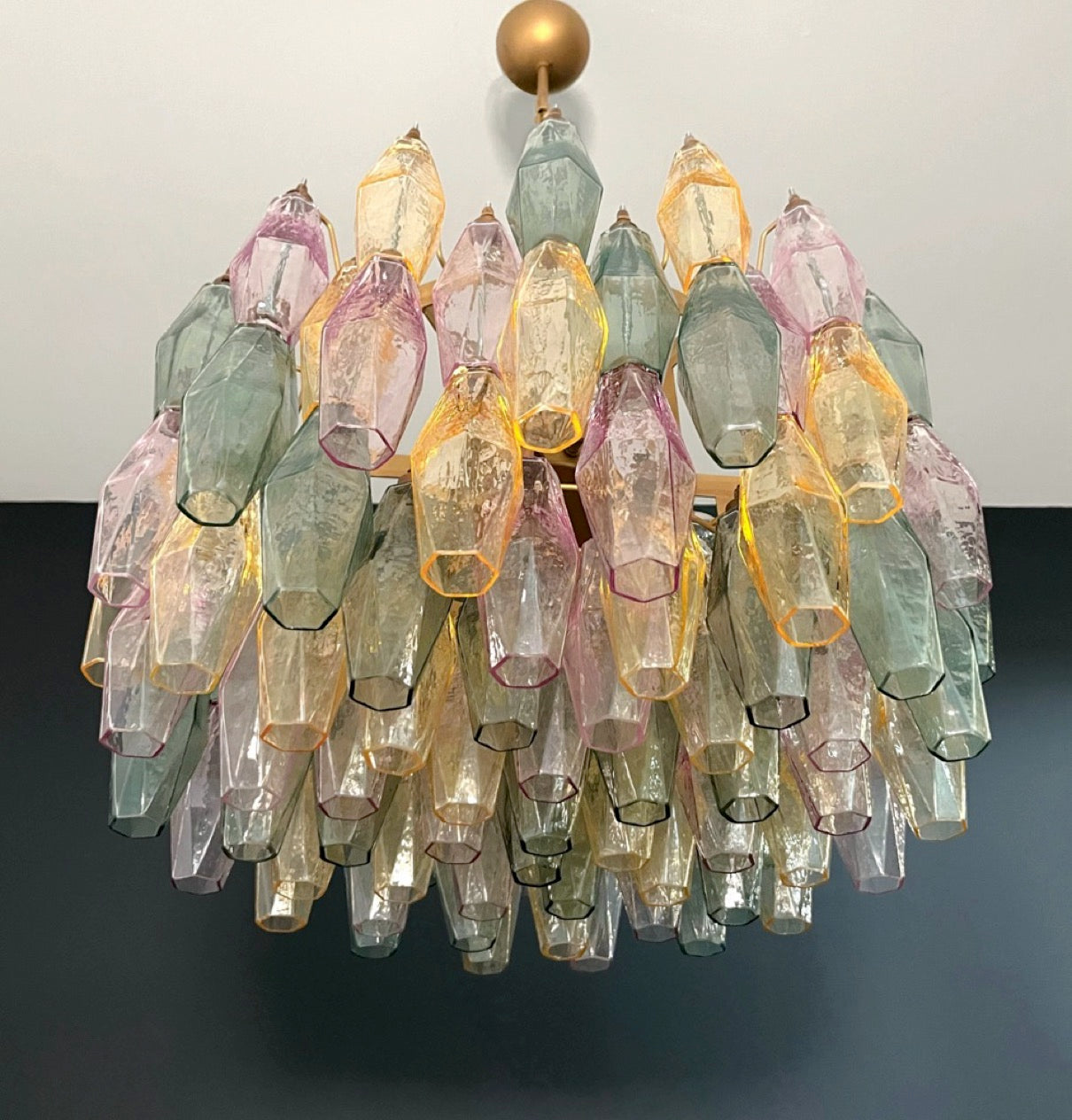 Amazing Murano glass Candelier – 107  multicolored poliedri