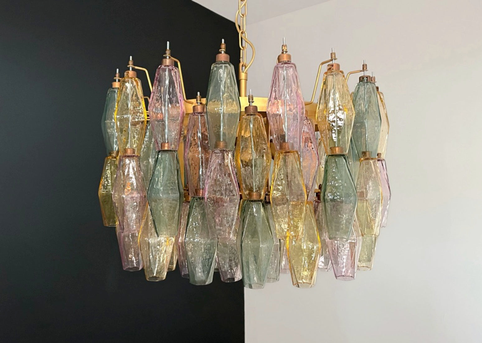 Amazing Murano glass Candelier – 107  multicolored poliedri