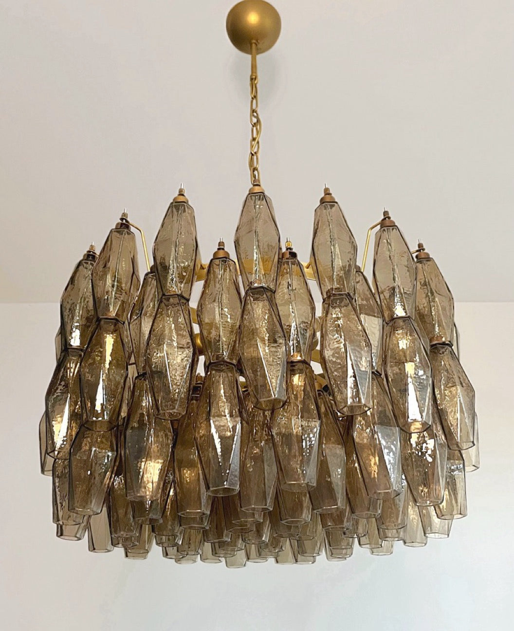Amazing Murano glass Candelier – 107  smoked poliedri