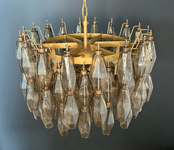 Amazing Murano glass Candelier – 107  smoked poliedri