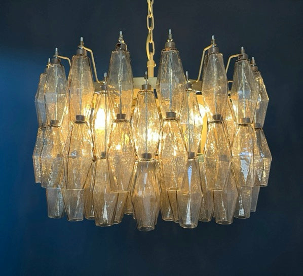Amazing Murano glass Candelier – 107  smoked poliedri