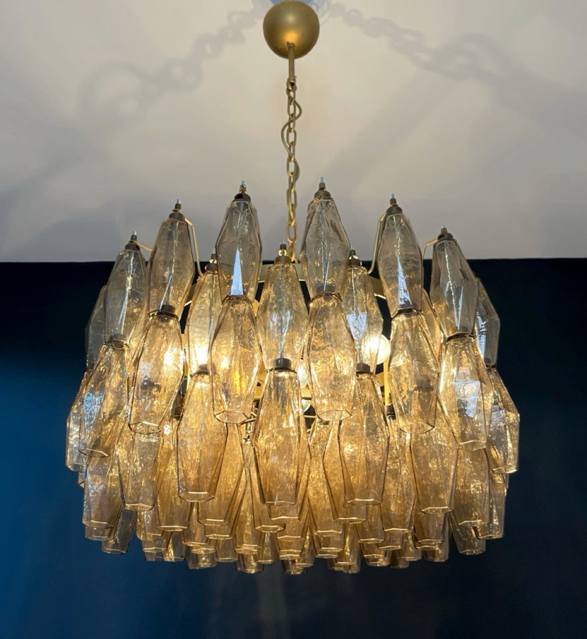 Amazing Murano glass Candelier – 107  smoked poliedri