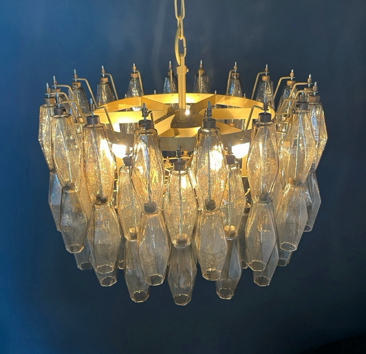 Amazing Murano glass Candelier – 107  smoked poliedri