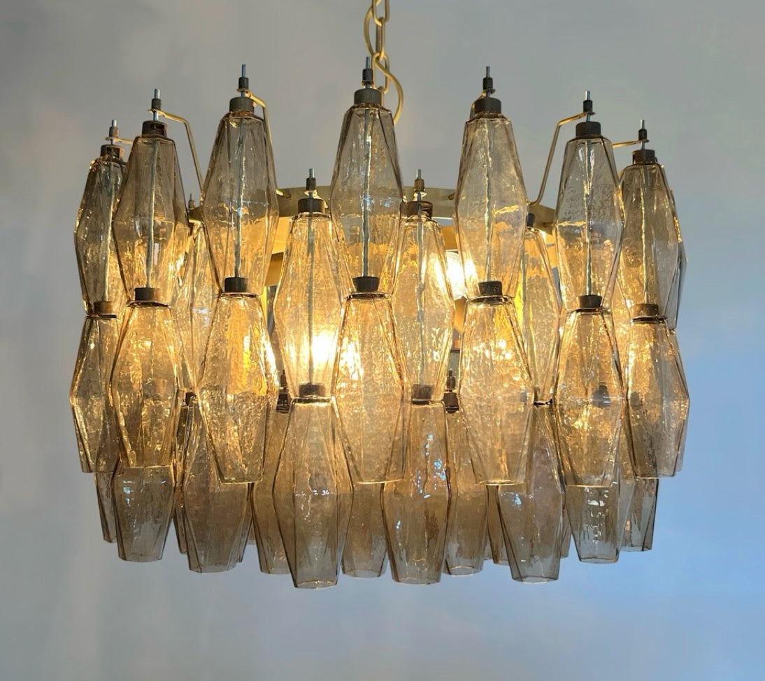 Amazing Murano glass Candelier – 107  smoked poliedri